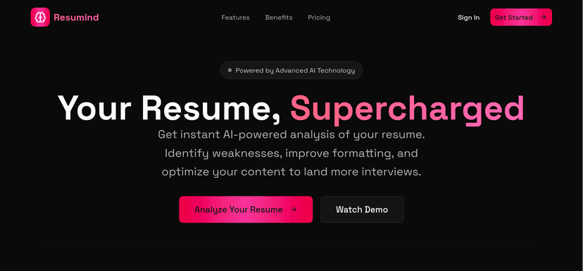 Screenshot of Resumind — AI Resume Analysis Platform