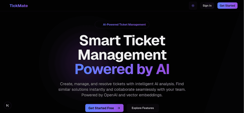 Screenshot of TickMate — AI Support Ticket Management